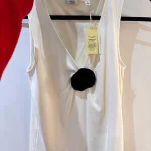 Wilfred Cream V-Neck Sleeveless top with Black Rosette